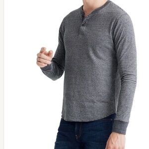 Madewell Doubledown Men’s Size XXL Grey Striped Long Sleeve Henley Shirt